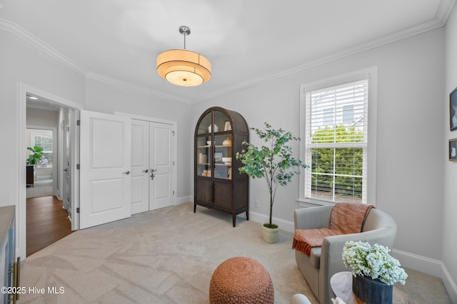 3478 Belle Meade Way NE, Leland, NC 28451 - living area with ornamental molding and carpet