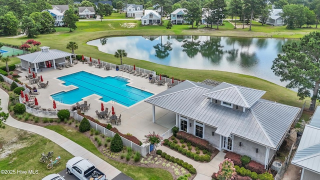 3478 Belle Meade Way NE, Leland, NC 28451 - drone / aerial view of a nearby body of water and a pool area