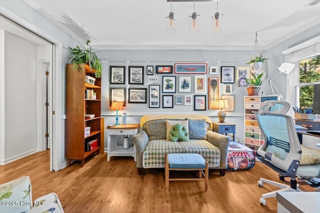 1484 Rays Bridge Rd, Whispering Pines, NC 28327 - office with ornamental molding and wood finished floors