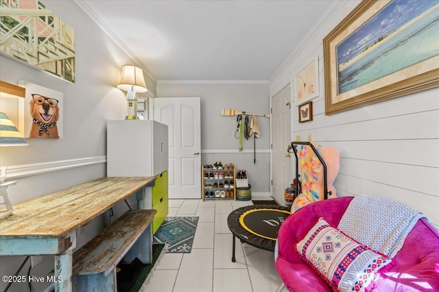 1484 Rays Bridge Rd, Whispering Pines, NC 28327 - interior space with crown molding and tile patterned floors