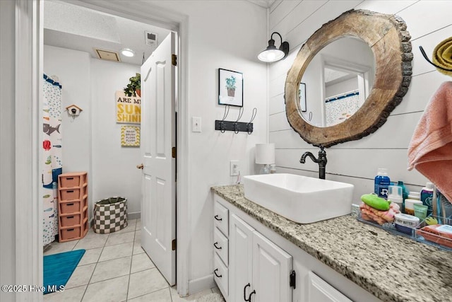 1484 Rays Bridge Rd, Whispering Pines, NC 28327 - full bath featuring vanity and tile patterned floors