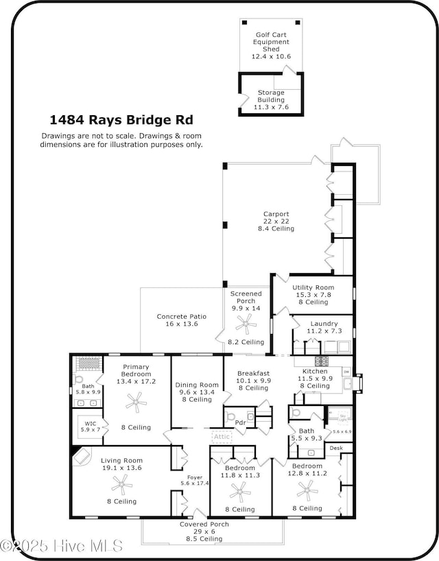 1484 Rays Bridge Rd, Whispering Pines, NC 28327 - view of floor plan / room layout