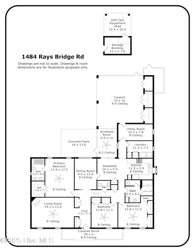1484 Rays Bridge Rd, Whispering Pines, NC 28327 - view of floor plan / room layout