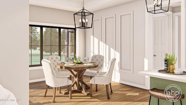108 Firefly Dr, Wallace, NC 28466 - dining area with a chandelier, healthy amount of natural light, and wood finished floors