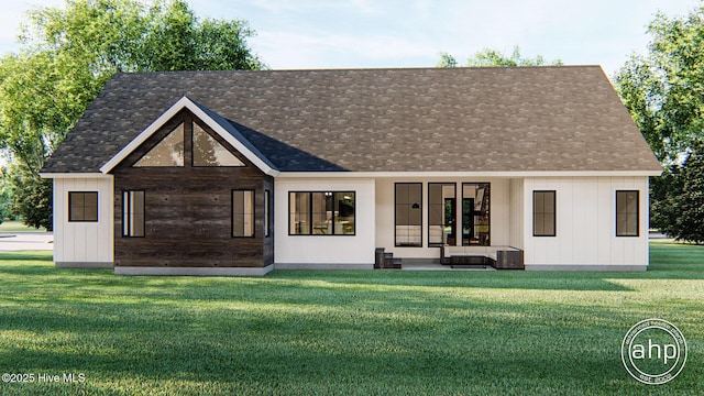 108 Firefly Dr, Wallace, NC 28466 - rear view of property featuring a lawn and a shingled roof