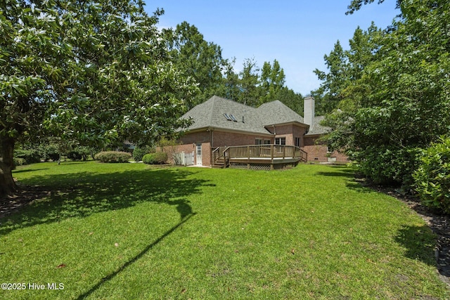 7006 Club House Dr, New Bern, NC 28562 - view of grassy yard featuring a deck