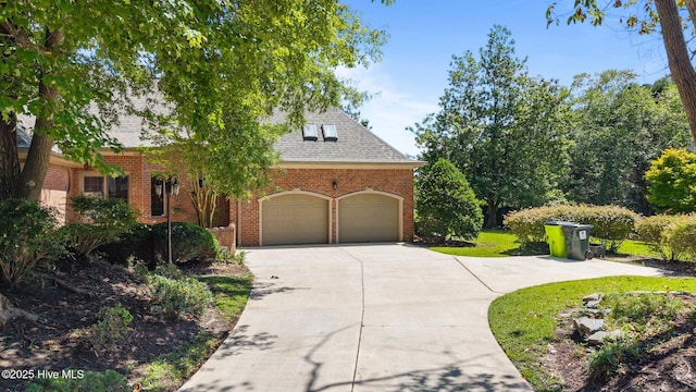 7006 Club House Dr, New Bern, NC 28562 - view of front of home featuring brick siding, concrete driveway, an attached garage, and a shingled roof