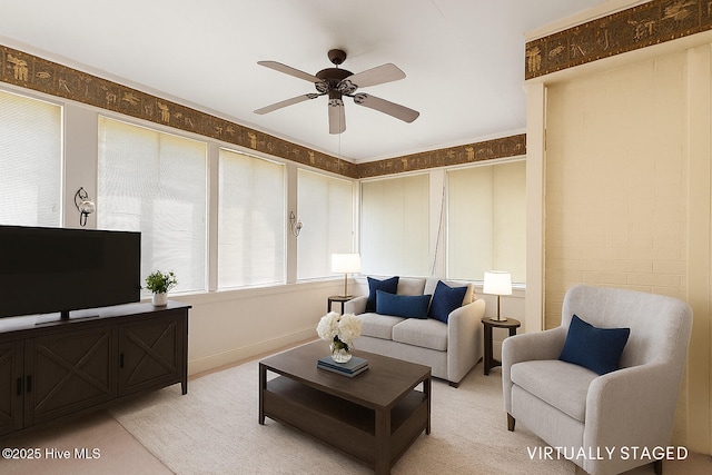 5025 Netherwood Rd, Rocky Mount, NC 27803 - living room featuring a ceiling fan and light colored carpet