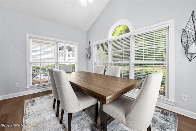 4465 Orchard Knob Ln, High Point, NC 27265 - dining space featuring healthy amount of natural light, high vaulted ceiling, and wood finished floors
