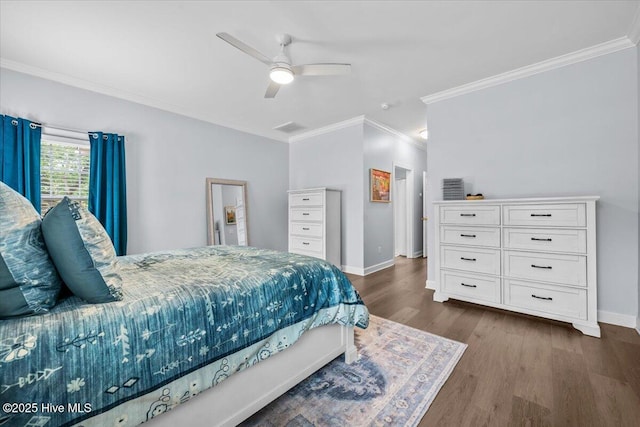 4465 Orchard Knob Ln, High Point, NC 27265 - bedroom featuring ornamental molding, dark wood-style flooring, and a ceiling fan