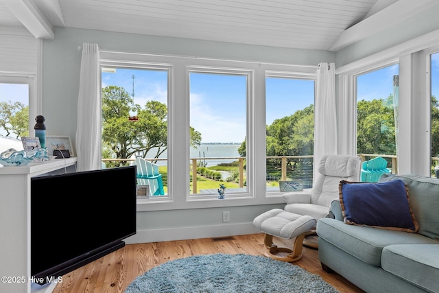 210 Upchurch Dr, Newport, NC 28570 - sunroom featuring healthy amount of natural light, wood finished floors, and lofted ceiling