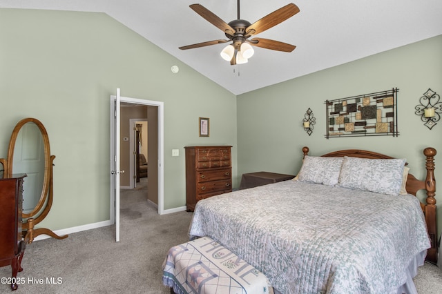4399 Owendon Dr, Shallotte, NC 28470 - bedroom with carpet, high vaulted ceiling, and ceiling fan