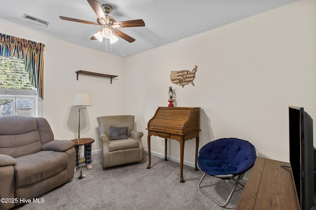 4399 Owendon Dr, Shallotte, NC 28470 - sitting room featuring a ceiling fan and carpet floors