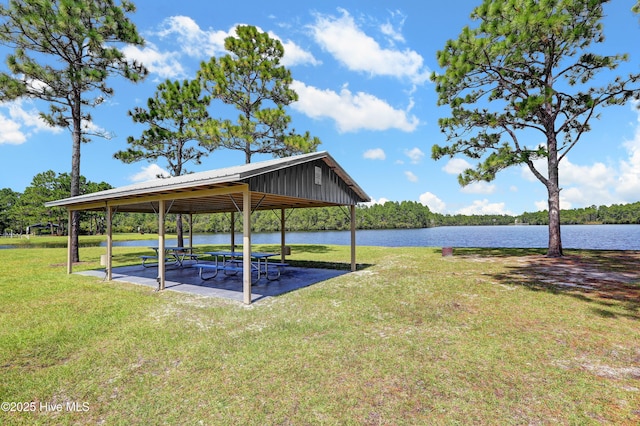 1990 Salisbury Rd, Southport, NC 28461 - dock with a gazebo, a yard, and a water view