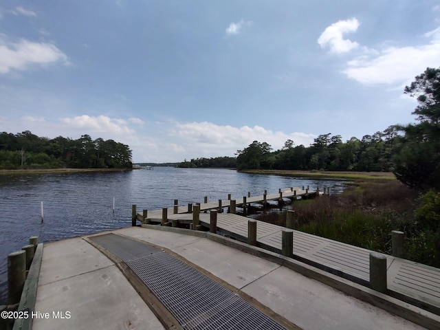 103 Baymeade Ct, Peletier, NC 28584 - dock area with a water view and a view of trees