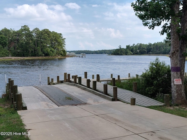 103 Baymeade Ct, Peletier, NC 28584 - dock featuring a boat ramp and a water view