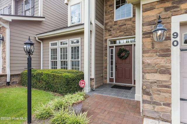 90 Shadow Creek Ct, Pinehurst, NC 28374 - entrance to property featuring stone siding
