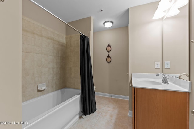 90 Shadow Creek Ct, Pinehurst, NC 28374 - full bath with tile patterned floors, vanity, and shower / bath combination with curtain