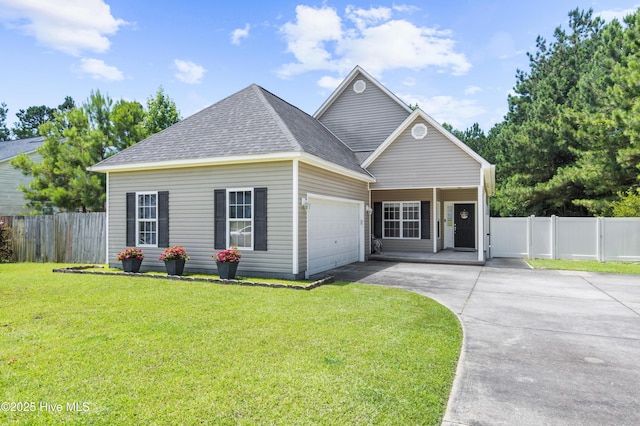 110 Whiteleaf Dr, Jacksonville, NC 28546 - view of front of property with asphalt driveway, a shingled roof, an attached garage, and covered porch