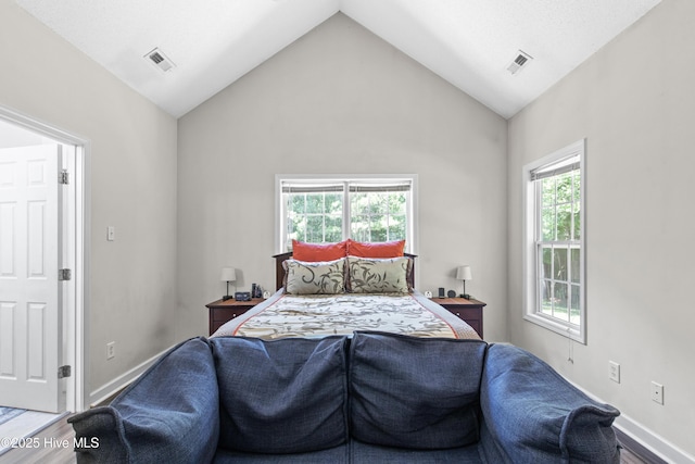 110 Whiteleaf Dr, Jacksonville, NC 28546 - bedroom featuring wood finished floors and high vaulted ceiling