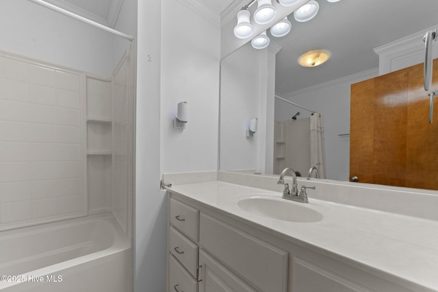 1603 Laurel St, Goldsboro, NC 27530 - full bath featuring ornamental molding, vanity, and washtub / shower combination