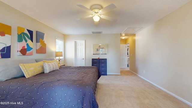 5410 Trade Winds Rd, New Bern, NC 28560 - bedroom featuring attic access, carpet, and ceiling fan
