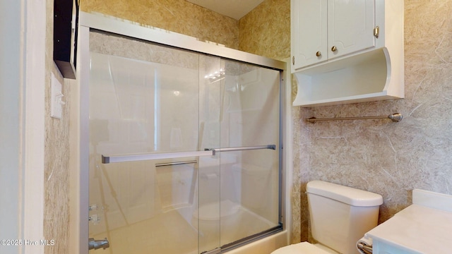 5410 Trade Winds Rd, New Bern, NC 28560 - bathroom with toilet and bath / shower combo with glass door