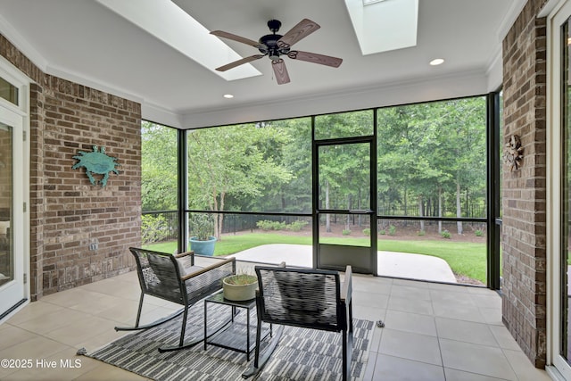 2233 Whiskey Branch Dr, Wilmington, NC 28409 - sunroom / solarium featuring a skylight and a ceiling fan