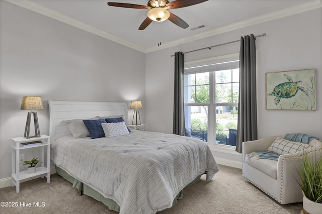 2233 Whiskey Branch Dr, Wilmington, NC 28409 - bedroom with carpet floors, crown molding, and a ceiling fan