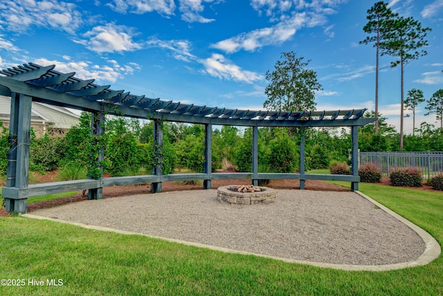 2233 Whiskey Branch Dr, Wilmington, NC 28409 - view of community featuring a fire pit and a pergola