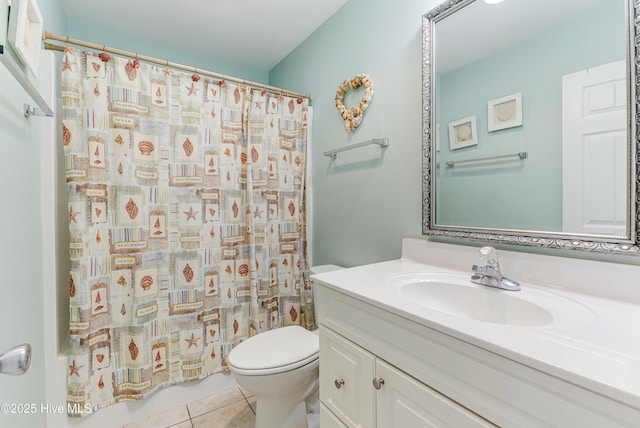 1726 W Beach Dr, Oak Island, NC 28465 - full bath with vanity, tile patterned flooring, and a shower with curtain