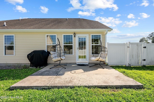 101 Falcon Landing Ct, New Bern, NC 28560 - rear view of property with a patio area, a gate, and roof with shingles