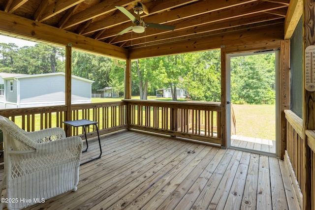 1901 Hess St, Wilmington, NC 28411 - deck with ceiling fan and view of scattered trees