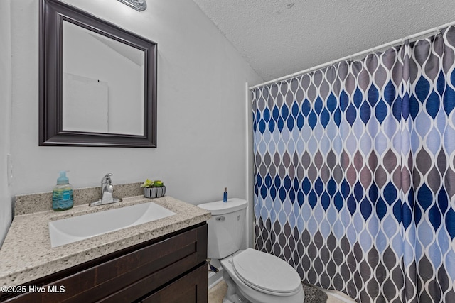 120 Croatan Ln, New Bern, NC 28562 - full bathroom with a textured ceiling, vanity, and curtained shower
