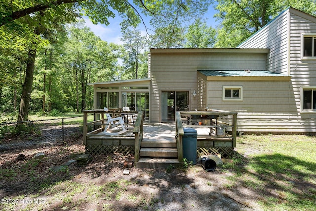 120 Croatan Ln, New Bern, NC 28562 - rear view of house with a wooden deck