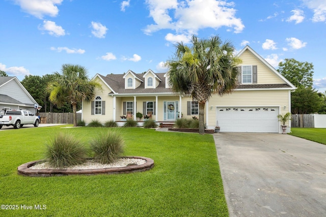 505 Davidson Dr, Newport, NC 28570 - view of front facade featuring concrete driveway, covered porch, an attached garage, and a shingled roof