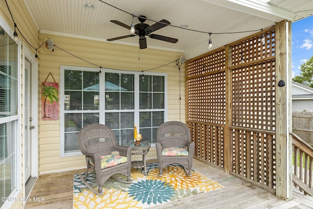 505 Davidson Dr, Newport, NC 28570 - wooden deck with ceiling fan