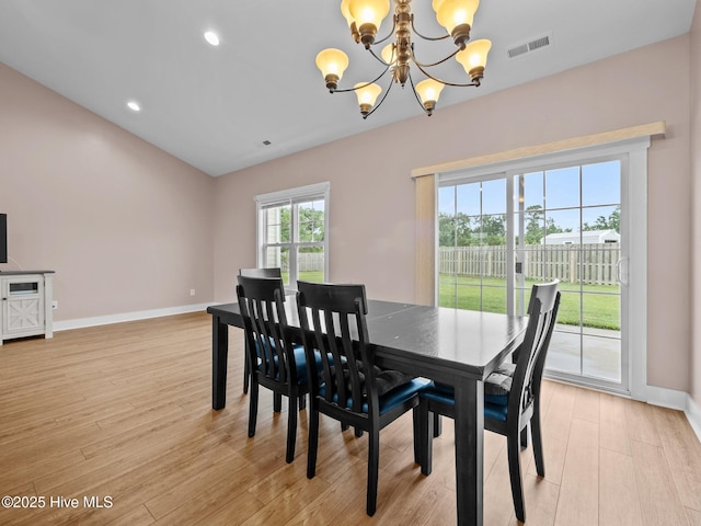 500 Perth Ct, Hubert, NC 28539 - dining room with a chandelier, light wood finished floors, and recessed lighting