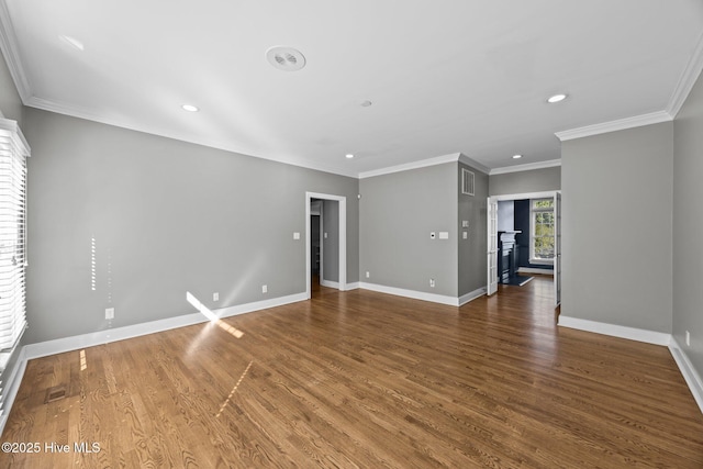 3902 Kipling Ct, Greenville, NC 27834 - empty room featuring wood finished floors, recessed lighting, and crown molding