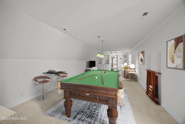 3902 Kipling Ct, Greenville, NC 27834 - rec room with carpet floors, pool table, and crown molding
