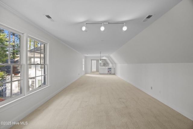 3902 Kipling Ct, Greenville, NC 27834 - additional living space with light carpet and vaulted ceiling