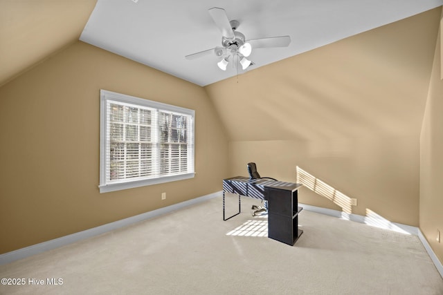 3902 Kipling Ct, Greenville, NC 27834 - unfurnished office with vaulted ceiling, carpet, and ceiling fan