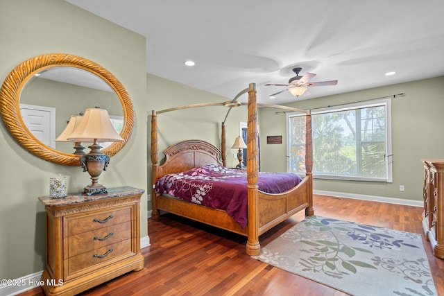 9406 Voyagers Way, Wilmington, NC 28412 - bedroom featuring wood finished floors, recessed lighting, and a ceiling fan