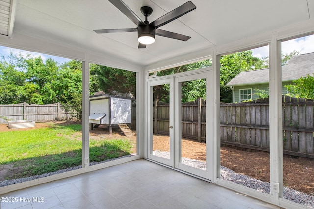5601 W Chop Way, Wilmington, NC 28412 - unfurnished sunroom with ceiling fan