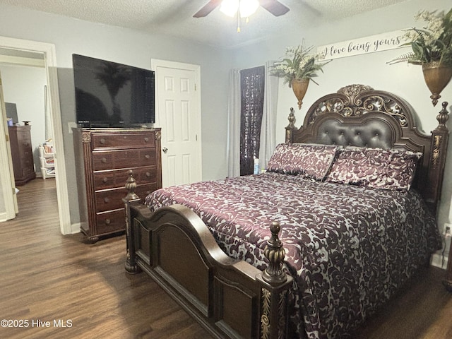 103 Jay Trl, Murfreesboro, NC 27855 - bedroom with wood finished floors, a textured ceiling, and a ceiling fan