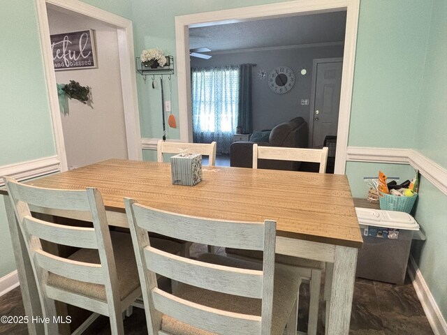 103 Jay Trl, Murfreesboro, NC 27855 - dining area featuring baseboards and a ceiling fan