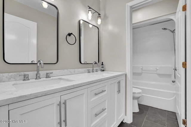 108 Sound View Dr, Hampstead, NC 28443 - bathroom with double vanity, shower / washtub combination, and tile patterned floors