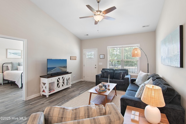 109 SW 17th St, Oak Island, NC 28465 - living room with ceiling fan and wood finished floors