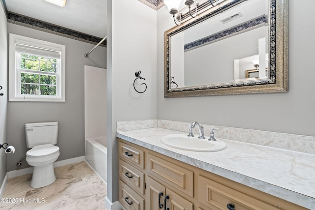 383 Red Fox St NW, Shallotte, NC 28470 - bathroom featuring vanity, marble look tiles, and bathing tub / shower combination