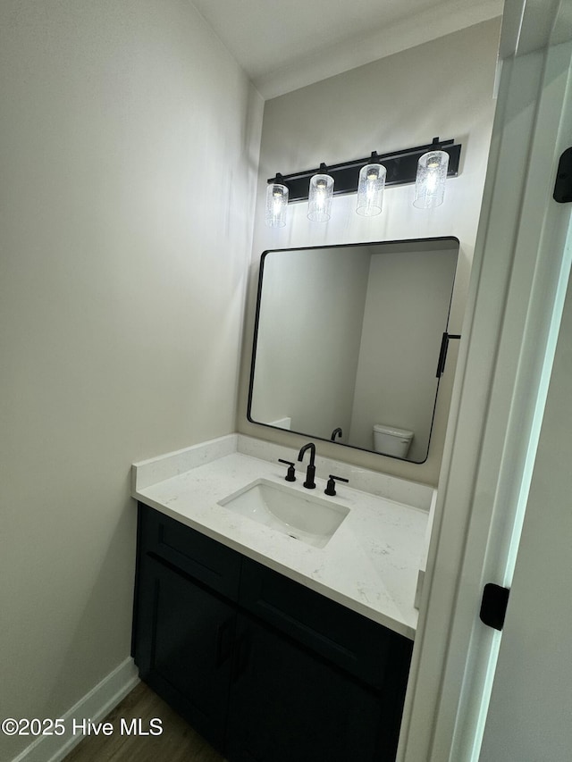 317 Whitfield Dr, Goldsboro, NC 27530 - bathroom with vanity and wood finished floors